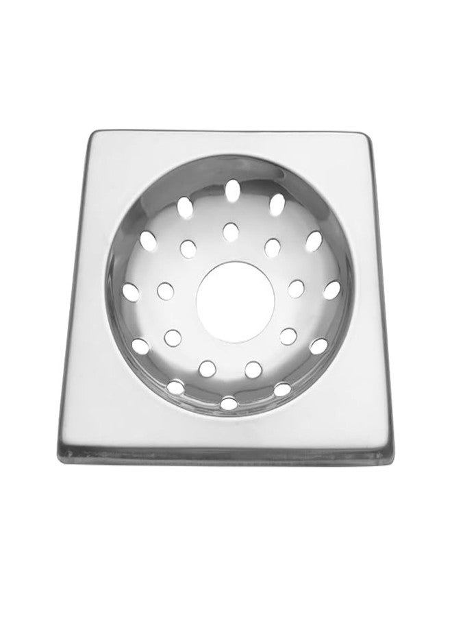 NEW WARE 6 x 6 Inch Square Stainless Steel Bathroom Floor Drain with Hole | Chrome Finish Shower Water Drain Grating - Image 1